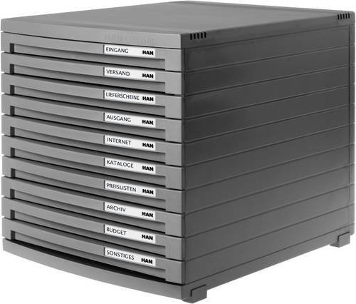 HAN Schubladenbox CONTUR Dokumentenbox Dunkelgrau für DIN A4 mit 10 Schubfächern - Bild 1