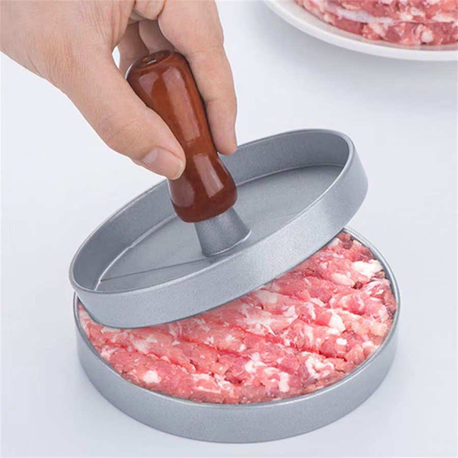 Hamburger Patty Presse aus Aluminium in Rot und Silber für deine Küche - Bild 3