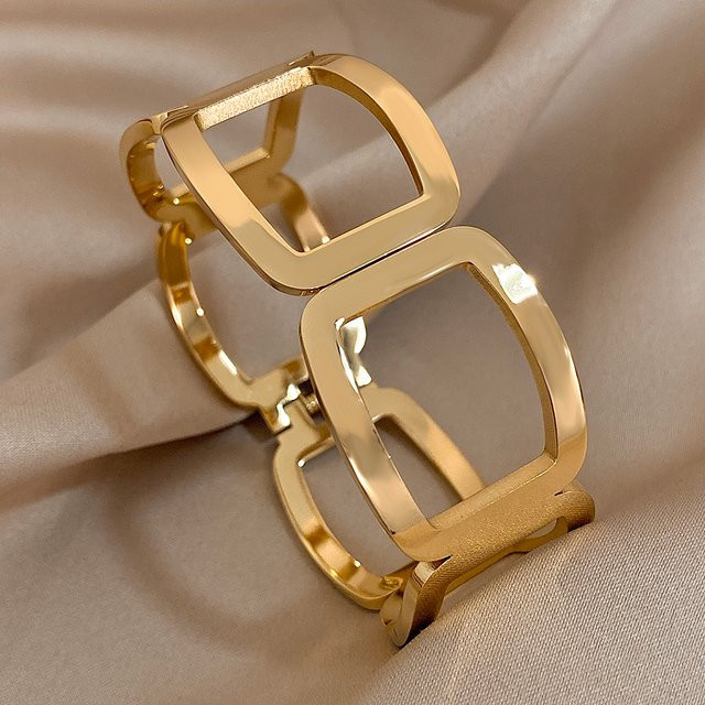 Slavena Armband, Edelstahl, Geometrisch, Manschette, Gold Silber Farbe - Bild 1