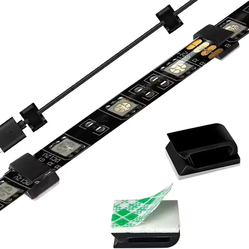 50 Stück selbstklebende Fiber Optic Kabel Clips zur Montage von LED Streifen und elektrischen Drähten in Schwarz und Weiß - Bild 5