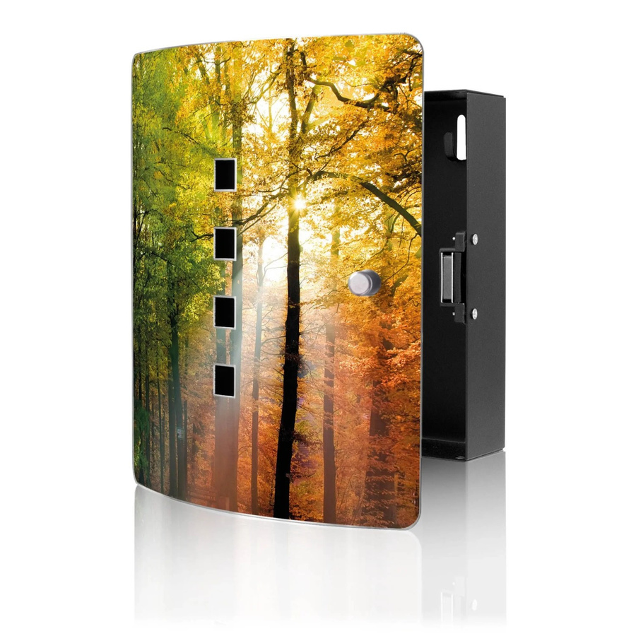 Banjado Design Schlüsselkasten aus Edelstahl mit Magnetverschluss und Herbstwald Motiv, Farbe: Multicolour, B/T/H: 24 x 21,5 x 7 cm - Bild 2