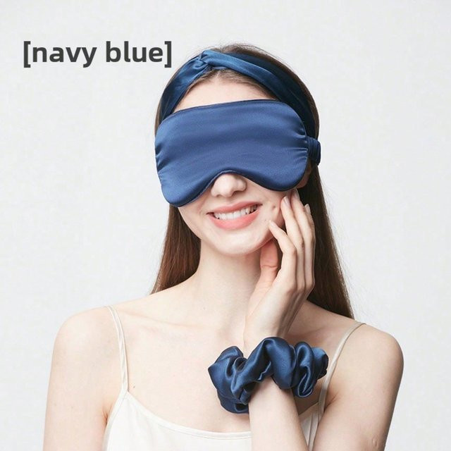 Augenmaske aus 100% Maulbeerseide, Navy Blau, Unisex - Bild 1