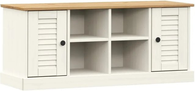 vidaXL Schuhbank VIGO in Weiß aus massivem Kiefernholz für Flur und Eingangsbereich, B/T/H: 106 x 35 x 40 cm - Bild 1