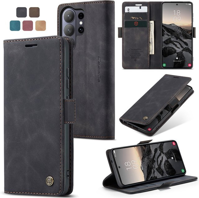 Luxuriöse Leder-Brieftasche Handyhülle für Samsung Galaxy S26 Ultra, S25 FE und S26 Plus in Blau mit Kartenfächern und Standfunktion - Bild 1