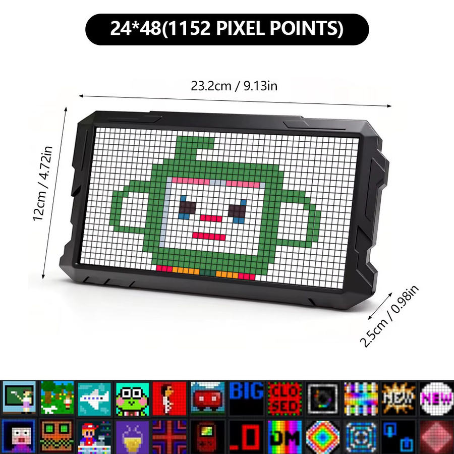 Intelligentes Bluetooth Pixel-Rahmen Nachtlicht mit RGB-LED-Display, Programmierbare Digitale Kunst-Uhr für DIY-Animationen, Schwarz, B/H: 32 x 32 cm - Bild 4