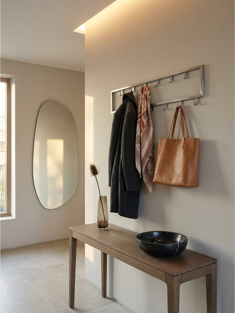 Moderne Wandgarderobe aus Metall von KADIMA DESIGN in Silber, B/H/T: 80 x 20 x 4 cm - Bild 1