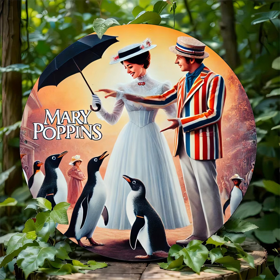 Potdemiel Mary Poppins Vintage Rundes Aluminiumschild, Durchmesser: 19,81 cm, Mehrfarbig - Bild 3