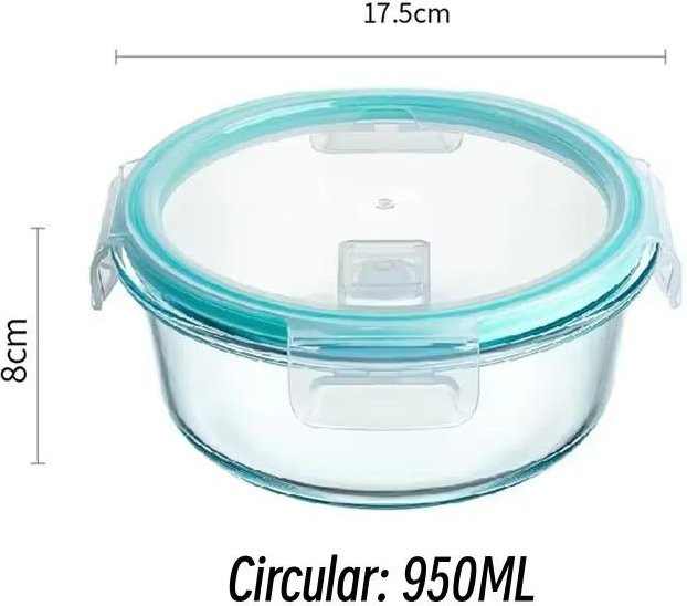 Transparente Glas Meal Prep Behälter Lunchbox mit luftdichten Deckeln, mikrowellenfest und spülmaschinenfest, B/T/H: 17,5 x 8,0 x 17,5 cm - Bild 1