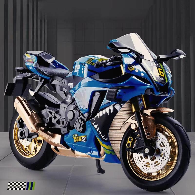 Maisto Motorradmodell, 1:10, Metall, mit Licht und Sound, Blau - Bild 2