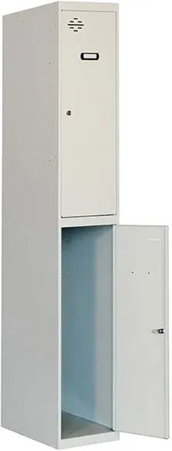 PROREGAL Spind AMEGO Schließfach Garderobe mit 2 Abteilen, Grau, H x B x T: 180 x 30 x 50 cm - Bild 1