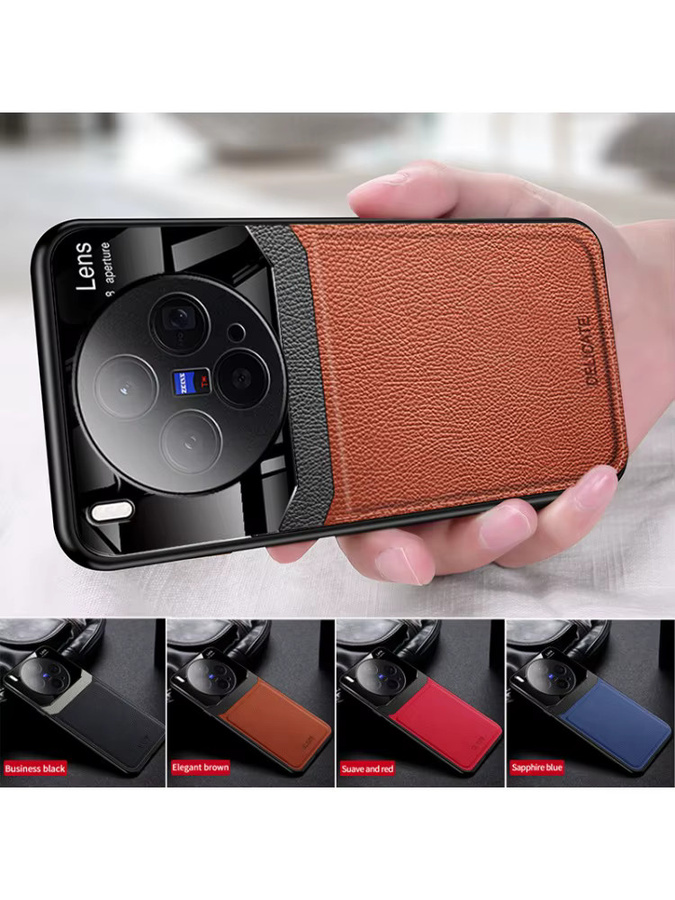 EUCAGR Luxus Handyhülle aus Acryl und Leder für VIVO X300 Pro und VIVO X300 in Rot mit Kameraschutz - Bild 6