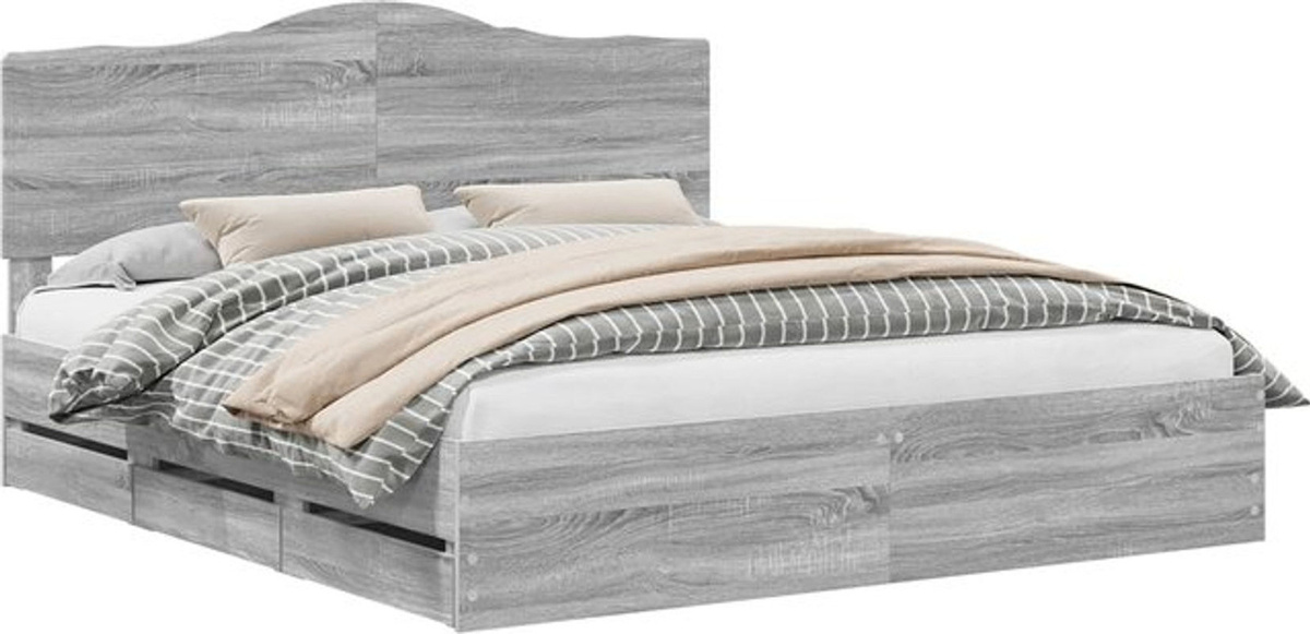 Modernes Funktionsbett vidaXL aus Holzwerkstoff in Grau, B/T/H: 200 x 200 x 100 cm - Bild 1