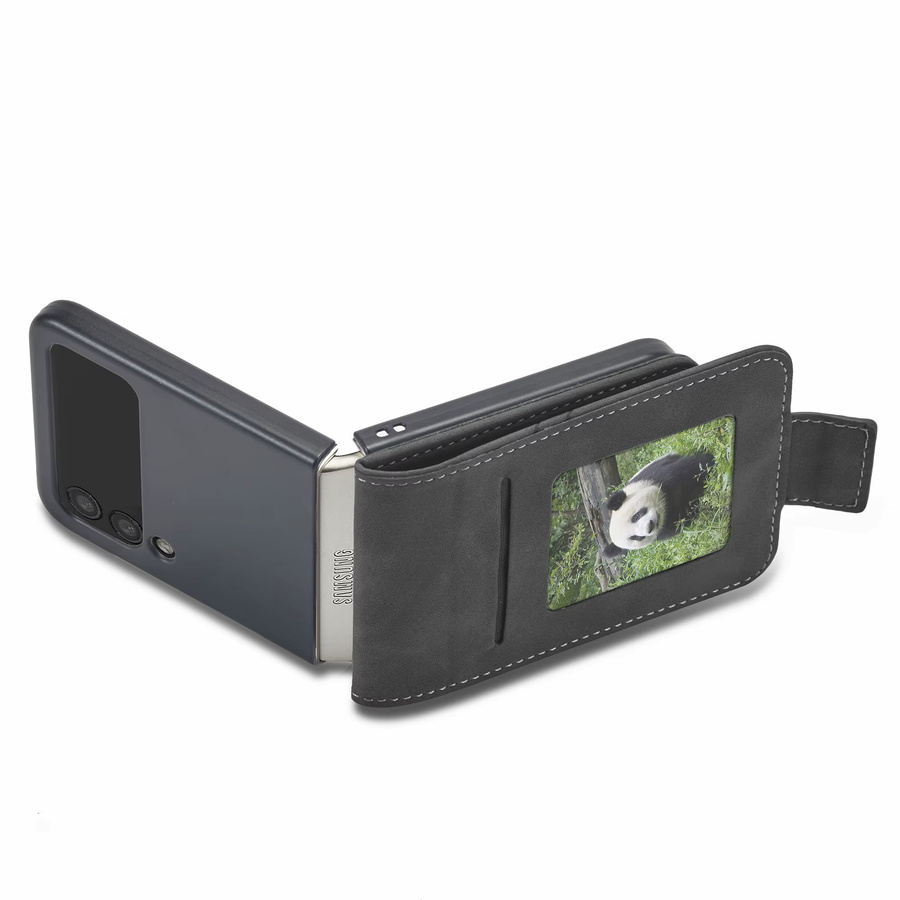 Luxus Leder Schutzhülle mit Kartenhalter und Brieftasche für Samsung Galaxy Z Flip 5G in Rot - Bild 2
