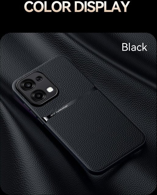 Handyhülle mit Ledertextur und Magnetfunktion für OPPO A6 und A6 Pro 4G, Schwarz - Bild 1