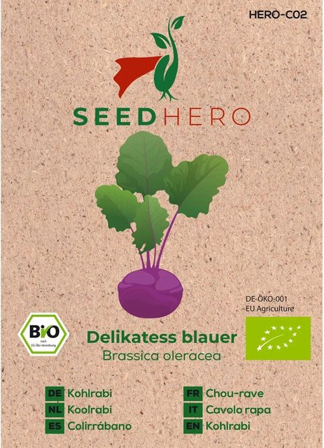 Seedhero BIO Kohlrabi Delikatess Blaue Gemüsesamen 7 g - Bild 1