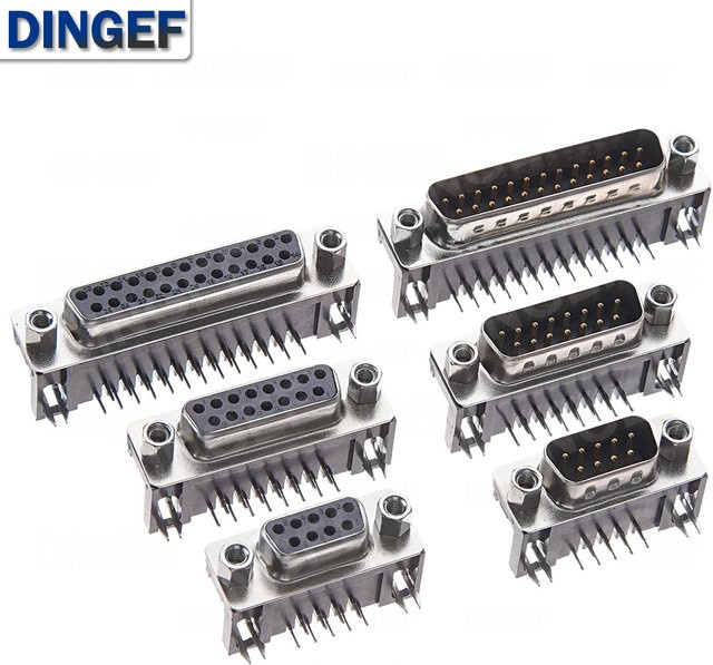DNIGEF 5er Set D-Sub PCB Stecker RS232 DB9 DB15 Weiblich und Männlich 90-Grad Gebogen in Silber - Bild 1