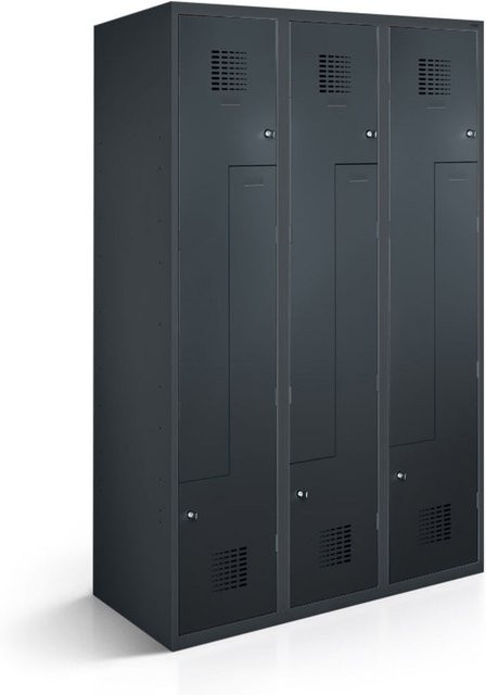 rotstahl Z-Spind mit 6 Türen in Anthrazit, B/T/H: 90 x 50 x 180 cm - Bild 1
