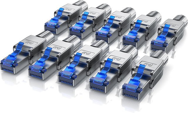 Primewire 10er Set CAT 8 Netzwerk-Adapter RJ45 auf Ethernet LAN Kabel, 40 Gbit/s, silber - Bild 1