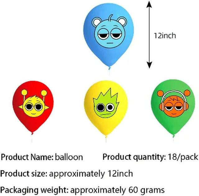 18 Stück Sprunki Latexballons mit Tier-Motiven in Gelb für Kindergeburtstage und Partydekoration, Durchmesser: 25,4 cm - Bild 1