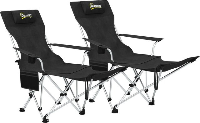 Outsunny Campingstuhl aus Metall und 600D Oxford-Stoff in Schwarz, B/T/H: 100 x 82 x 88 cm - Bild 1