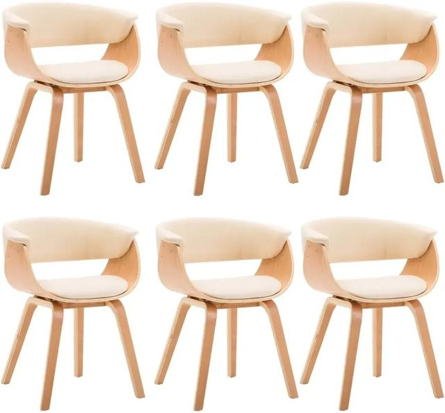 6er Set vidaXL Esszimmerstühle aus Bugholz und Kunstleder in Creme - Bild 1