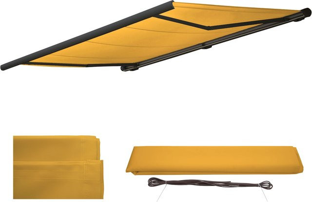 MCW Ersatz-Bezug für Markise H122 Vollkassette aus Polyester in Gelb B: 4 m, H: 3 m - Bild 1