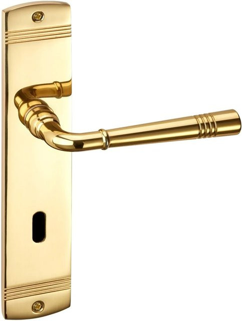 SO-TECH Türdrücker FREJA Messing Poliert Langschild Buntbart BB in Gold/Messing mit Befestigungsmaterial - Bild 1