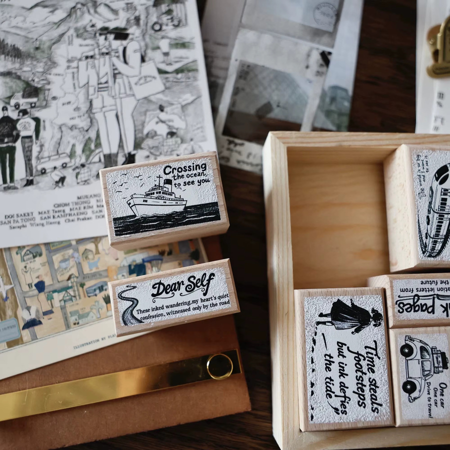 Vintage Travel Record Holzstempel für dein DIY Scrapbooking und die Kartenherstellung - Bild 6
