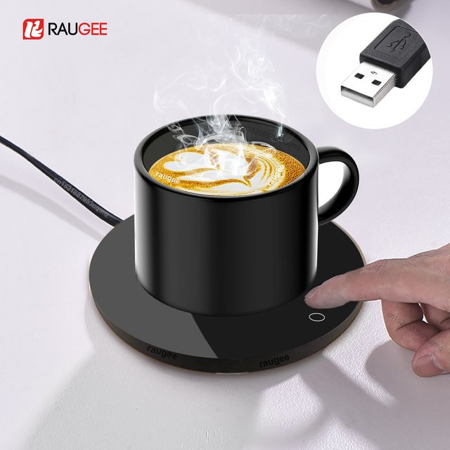 raugee USB Tassenwärmer mit Thermostatfunktion in Schwarz für Kaffee, Tee und Milch - Bild 1
