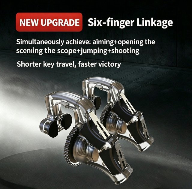 Kanlennys Room 6-Finger-Trigger für Mobiltelefone aus ABS-Legierung für PUBG und Shooter, Universal für iPhone und Android, Transparent - Bild 1