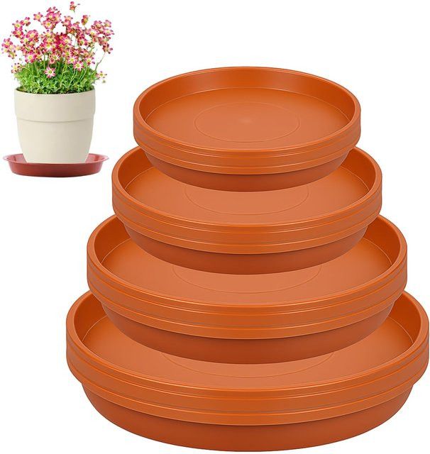 12er-Pack Blumentopf-Untertassen aus Kunststoff in 4 Größen, Tropfschalen für Garten und Pflanzen im Innen- und Außenbereich, Durchmesser: 18 cm, 22 cm, 24 cm und 26 cm - Bild 1