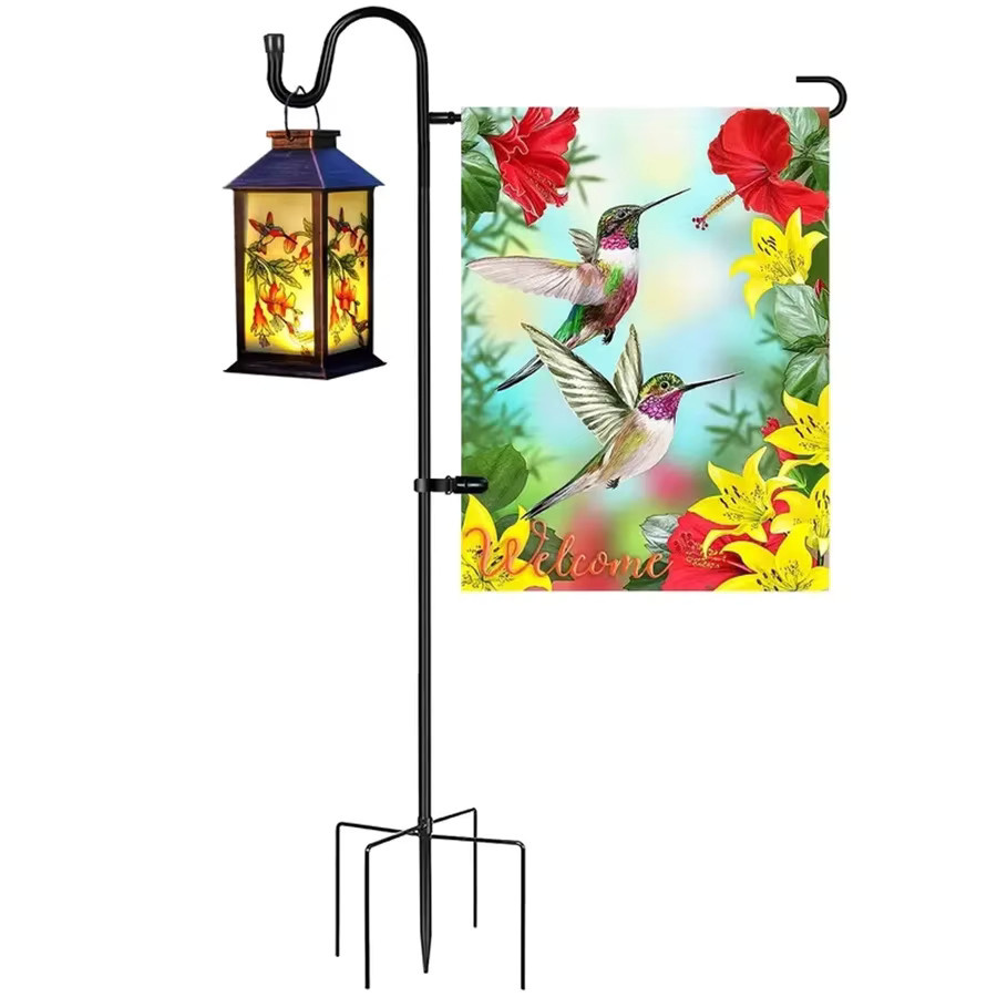 Gartenfahnenhalter mit winddichtem Clip und Haken in Schwarz - Bild 2