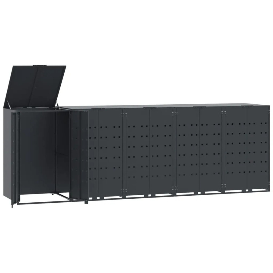 vidaXL Mülltonnenbox für 5 Tonnen aus pulverbeschichtetem Stahl, Anthrazit, B/T/H: 345 x 79 x 117 cm - Bild 2