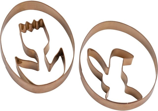 Dr. Oetker Ei-Ausstecher Set Tulpe und Hase aus Edelstahl in Kupfer und Gold, 2-teilig - Bild 1