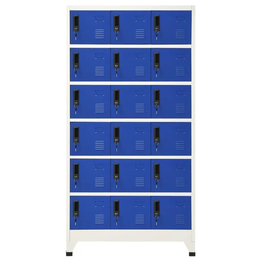vidaXL Schließfachschrank aus Stahl in Grau-Blau mit Schloss, B/T/H: 90 x 40 x 180 cm - Bild 2