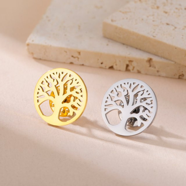 Cazador Brosche Baum des Lebens, Edelstahl, Gold, Unisex - Bild 1