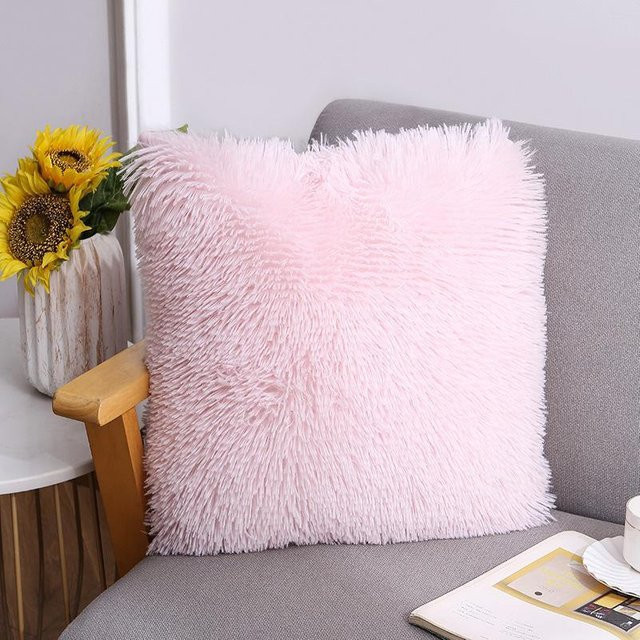 Yiran Furniture Regenbogen Plüsch Kissenbezug in Rosa und Blau für Kinderzimmer und Schlafzimmer, B/T/H: 40 x 40 x 0 cm - Bild 1