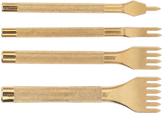 Igeteck Lederzinkenstanze Rhombus 4mm aus Edelstahl in Gold, 4 Stück - Bild 1