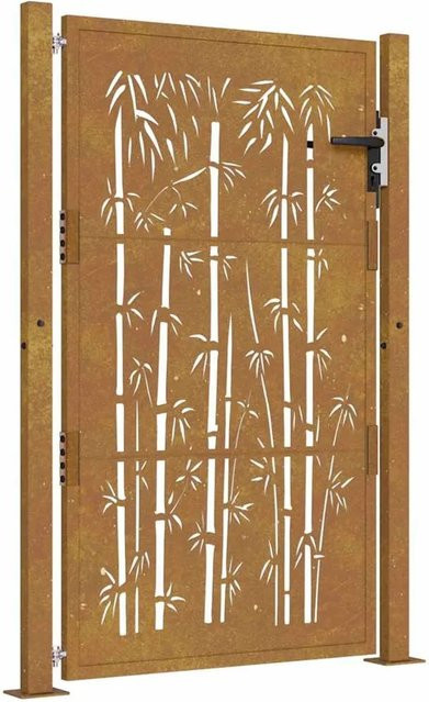 vidaXL Gartentor aus Cortenstahl in Braun mit Bambus-Design, B: 110 cm, H: 155 cm - Bild 1
