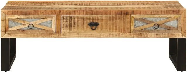 vidaXL Couchtisch aus Massivholz Mango in Braun und Schwarz, rechteckig, B/T/H: 110 x 50 x 38 cm - Bild 1