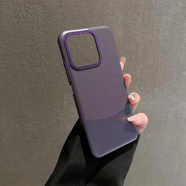 Stoßfeste Hybrid Handyhülle aus mattem Leder mit Metall-Linsenschutz für Xiaomi 15, 14 und 13 Pro in Purple - Bild 1
