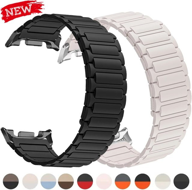 CAOWTAN Uhrenarmband Silikon, Magnetisches Schlaufenarmband, Schwarz, Unisex - Bild 1