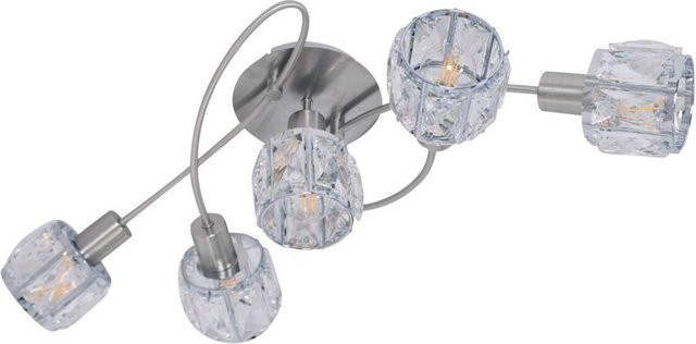 Näve Josefa LED-Deckenleuchte 5-flammig in Edelstahlfarben mit Glas, B/H/T: 36 x 21 x 61 cm - Bild 1