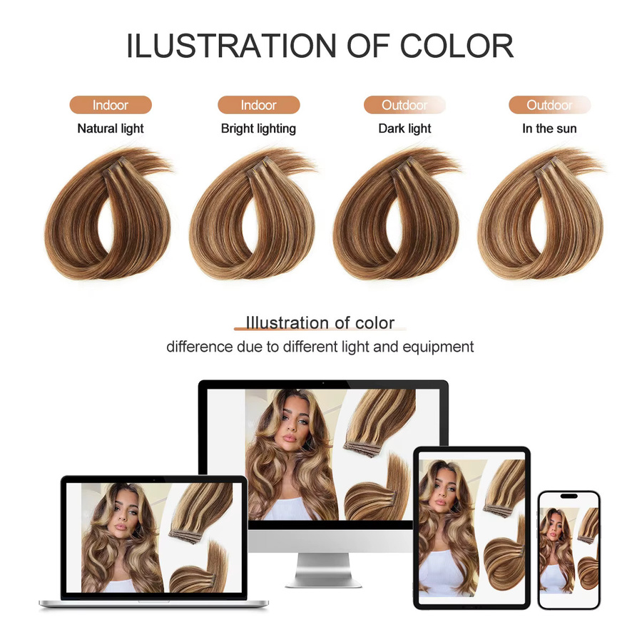 MRSHAIR Haarverlängerung Echthaar, glatt, 10 Stück, Unisex - Bild 5