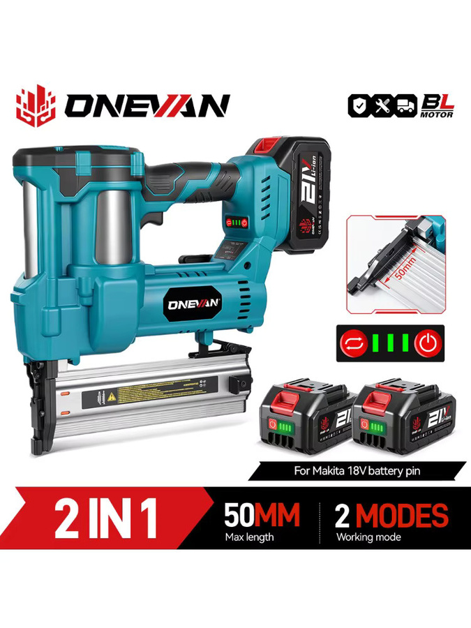 ONEVAN 2in1 Akku Framing Nagler und Hefter für Makita 18V Batterien, Bürstenloses Elektrowerkzeug F15-F50 K410-K4 - Bild 7