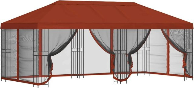 vidaXL Pavillon mit Seitenwänden aus Polyester und Stahl in Terrakotta, B: 600 cm, T: 300 cm, H: 276,5 cm - Bild 1