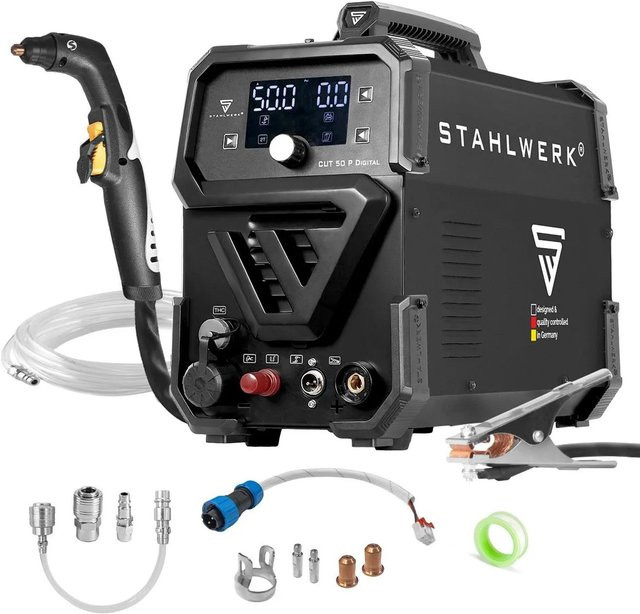 STAHLWERK Plasmaschneider CUT 50 P Digital in Schwarz mit 50 Ampere und 20 mm Schneidleistung sowie THC - Bild 1