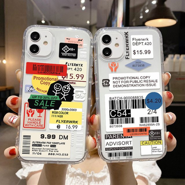 Transparente TPU Handyhülle für Apple iPhone Modelle in Art Label Design - Bild 1