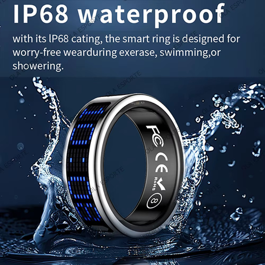 Ola Esporte Smart Ring Schwarz mit Herzfrequenz- und Blutdruck-Monitor, Anruf-Erinnerung und 5 ATM Wasserdichtigkeit für Männer und Frauen - Bild 4