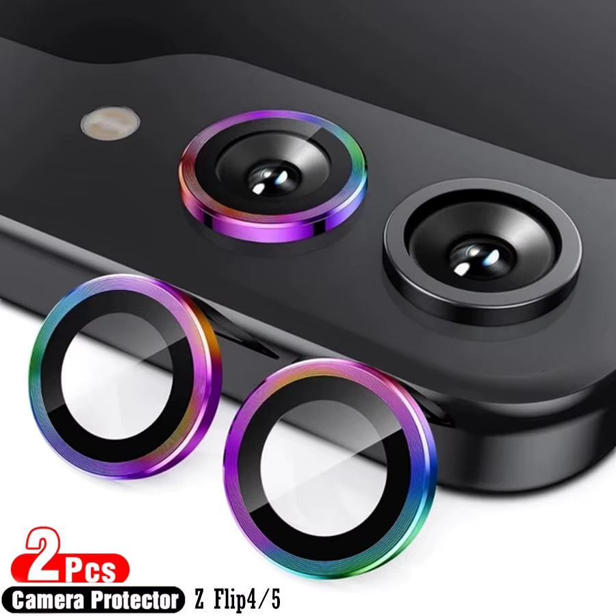 Samsung Galaxy Z Flip5 Fold5 Fold4 Kamera Schutz Abdeckung mit Metallic Glanz in Schwarz - Bild 2
